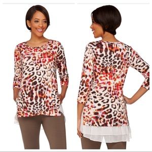 LOGO by Lori Goldstein Top Sz XXS Watercolor HiLow